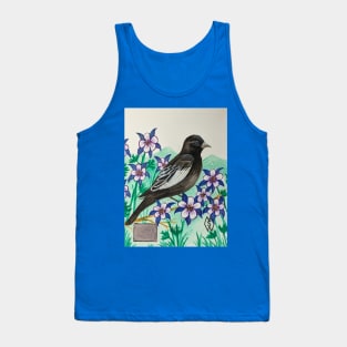 Colorado state bird and flower, the lark bunting and Rocky Mountain columbine Tank Top